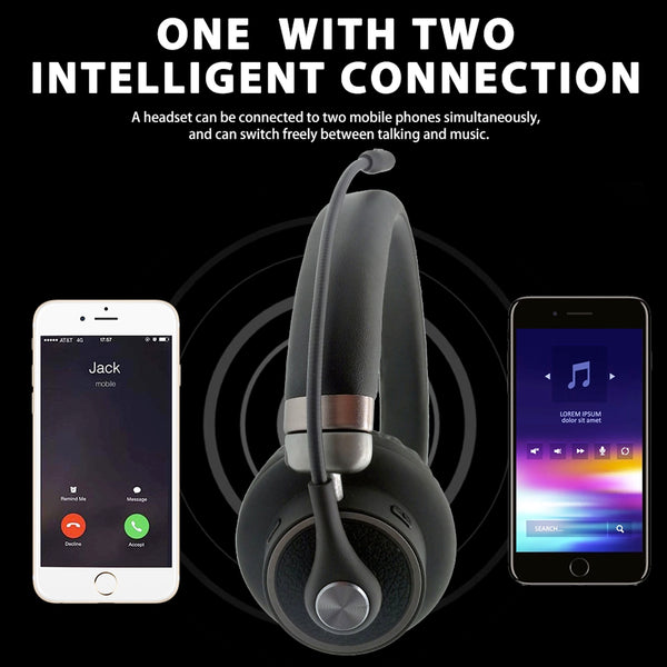 Trucker Bluetooth Headset with Microphone, 40 Hrs Wireless Headset, Active Noise Cancelling Mic - Natogears