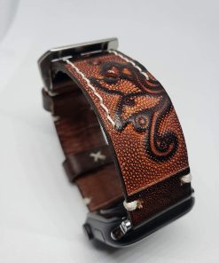 Tooled Leather Watch Band For Apple Watch Series 8 to 1- 42/44mm