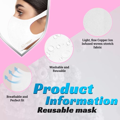 Copper Ion Infused Washable Reusable Cloth Face Mask