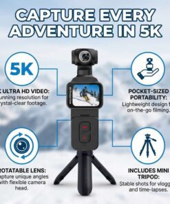 Pocket Action 5K Camera with Auto‑Rotating Lens