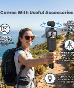 Pocket Action 5K Camera with Auto‑Rotating Lens