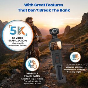 Pocket Action 5K Camera with Auto‑Rotating Lens